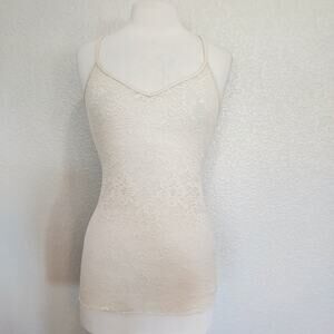 Moda International Cream Lace Racerback Tank Size M